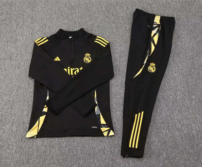 2024/2025 Real Madrid Half-Pull Tracksuit Black 1:1 Thai Quality