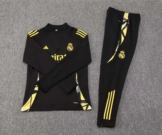 2024/2025 Real Madrid Half-Pull Tracksuit Black 1:1 Thai Quality