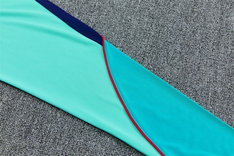 2026/2027 Barcelona Cyan Blue Half-Pull Tracksuit