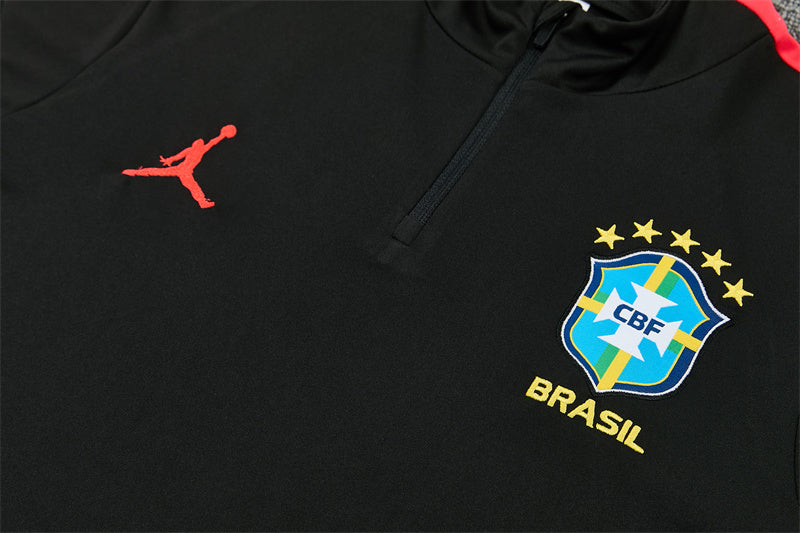 2026/2027 Brazil Black Red Half-Pull Tracksuit