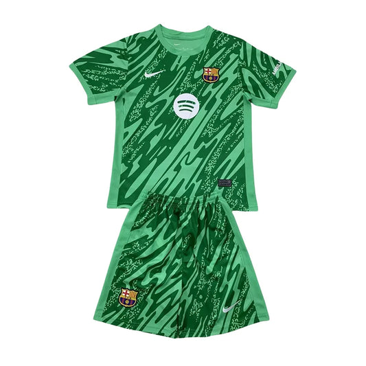 2024/2025 Kids Size Barcelona Green Goalkeeper Football Shirt