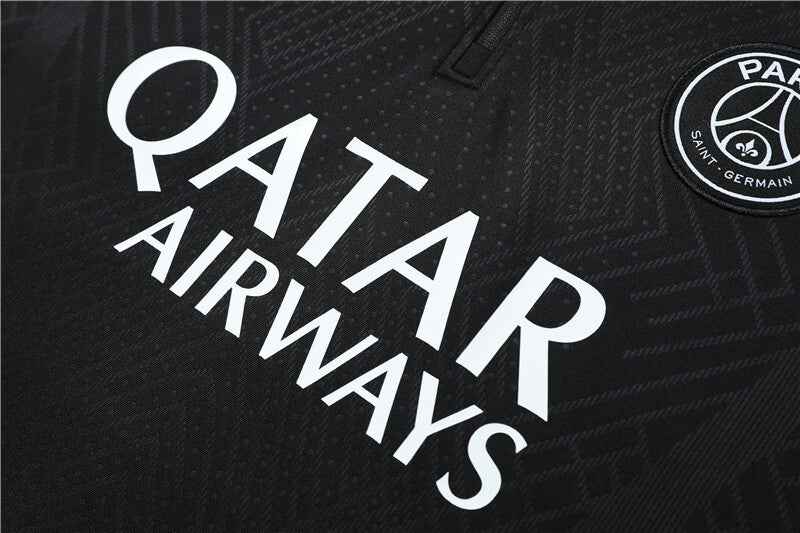 2022/2023 PSG Paris Saint-Germain Full Black Half-Pull Tracksuit