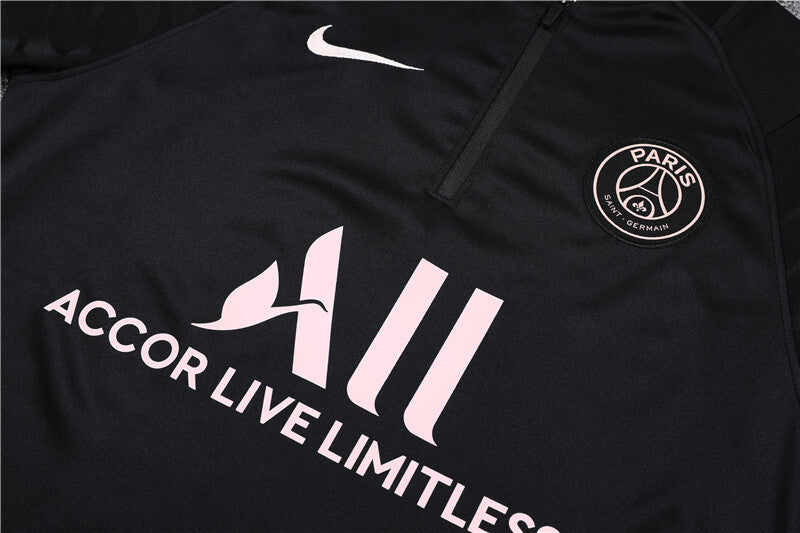 2021/2022 Psg Paris Saint-Germain Half-Pull Tracksuit Black