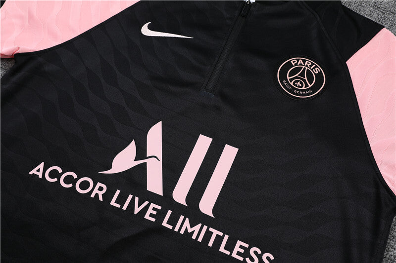 2021/2022 Psg Paris Saint-Germain Half-Pull Tracksuit Black Pink Sleeves