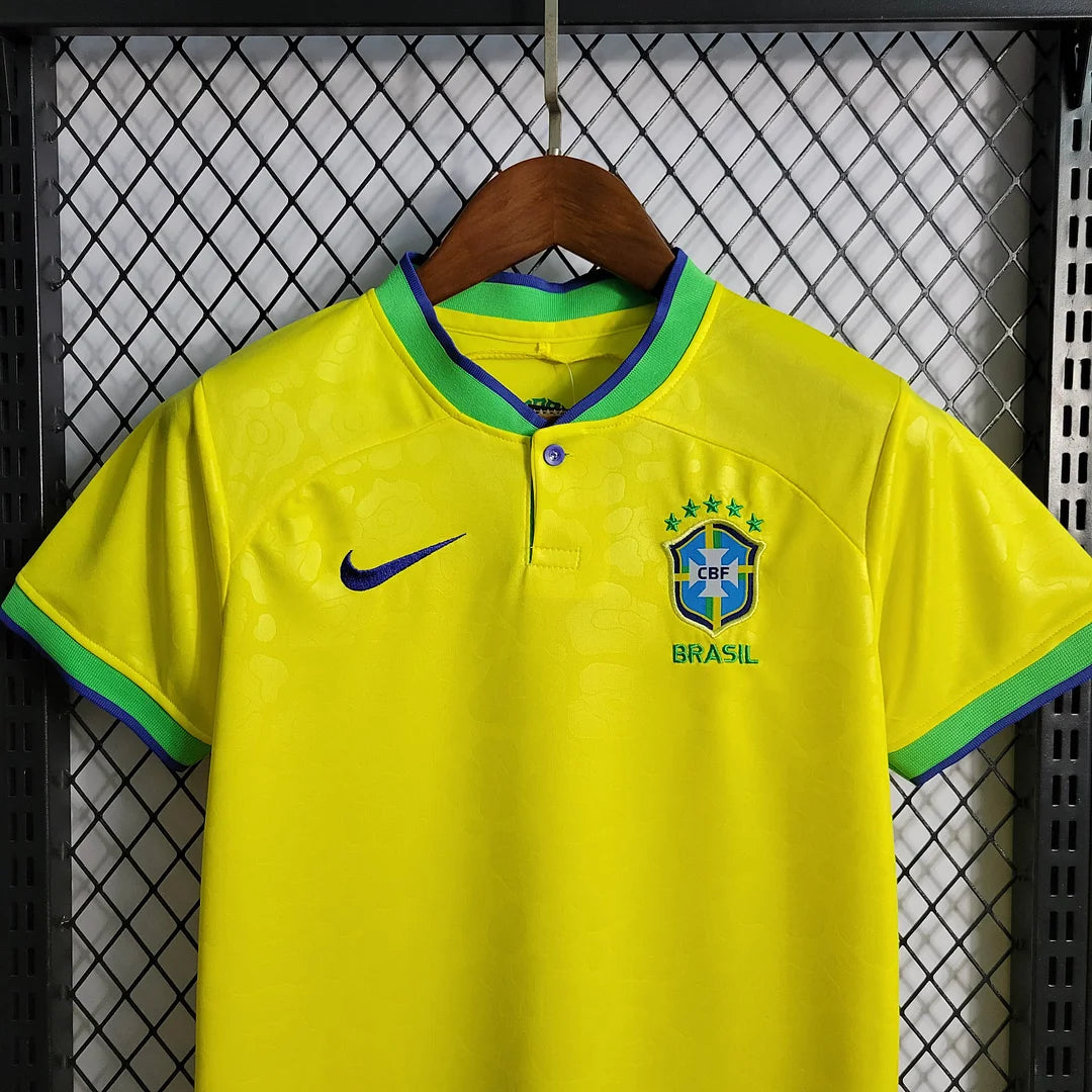 2022 World Cup Brazil Kids Size Home Soccer Jersey