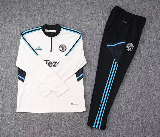 2023/2024 Manchester United Half-Pull Tracksuit  White Thai Quality