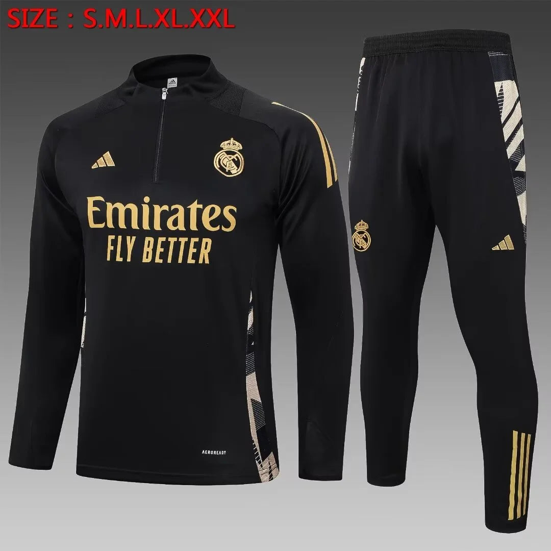 2024/2025 Real Madrid Half-Pull Tracksuit Black 1:1 Thai Quality