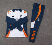 2024/2025 Real Madrid Half-Pull Tracksuit White-Black Football Shirt 1:1 Thai Quality