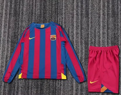 2005/2006 Retro Long Sleeve Barcelona Home Football Shirt Kids
