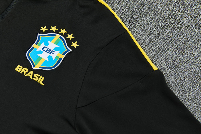2026/2027 Brazil Black Yellow Half-Pull Tracksuit