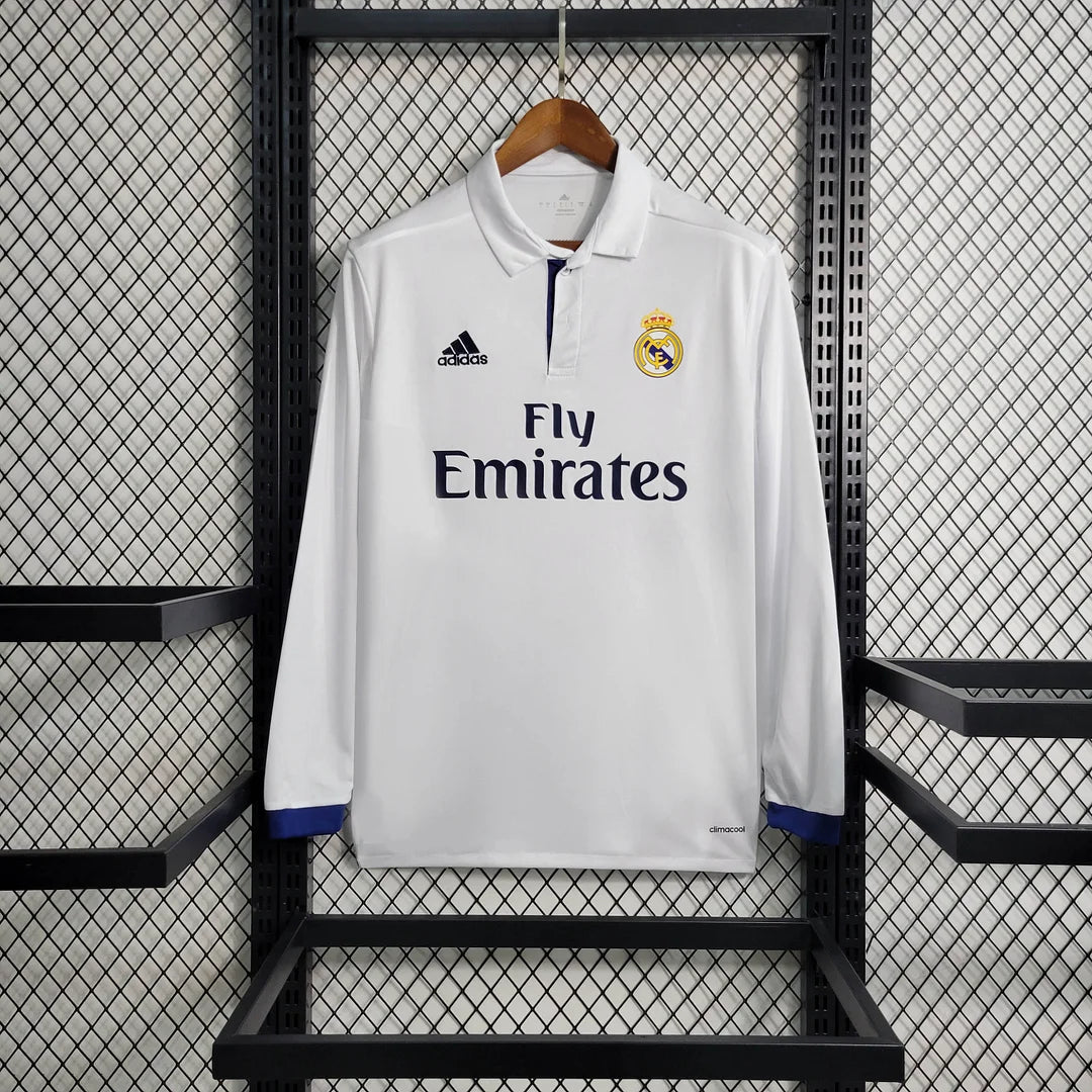 2016/2017 Retro Long Sleeve Real Madrid Home Football Shirt 1:1 Thai Quality