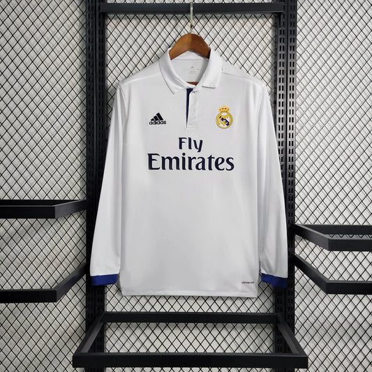 2016/2017 Retro Long Sleeve Real Madrid Home Football Shirt 1:1 Thai Quality