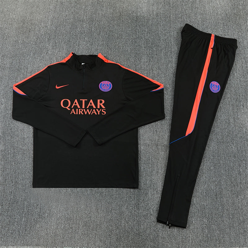 2026/2027 PSG Paris Saint-Germain Black Orange Half-Pull Tracksuit