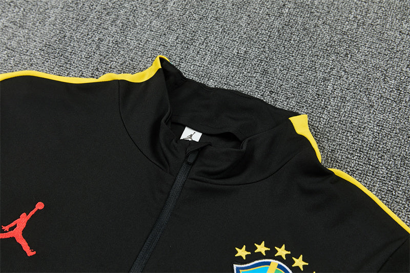 2026/2027 Brazil Black Yellow Half-Pull Tracksuit