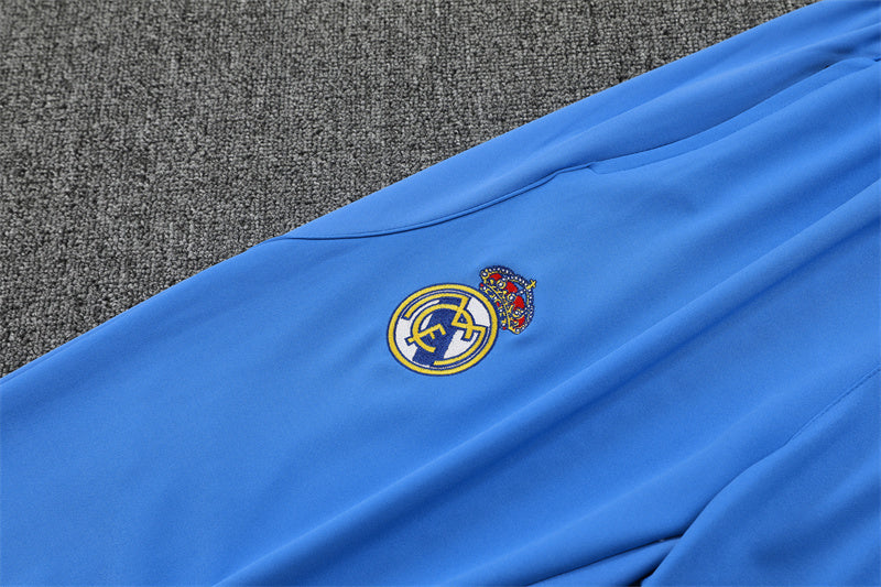 2025/2026 Real Madrid  Half-Pull White and Blue Tracksuit