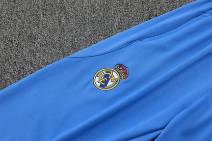 2025/2026 Real Madrid  Half-Pull White and Blue Tracksuit