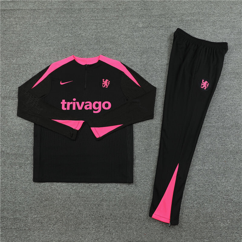2024/2025 Chelsea Half-Pull Tracksuit Black 1:1 Thai Quality