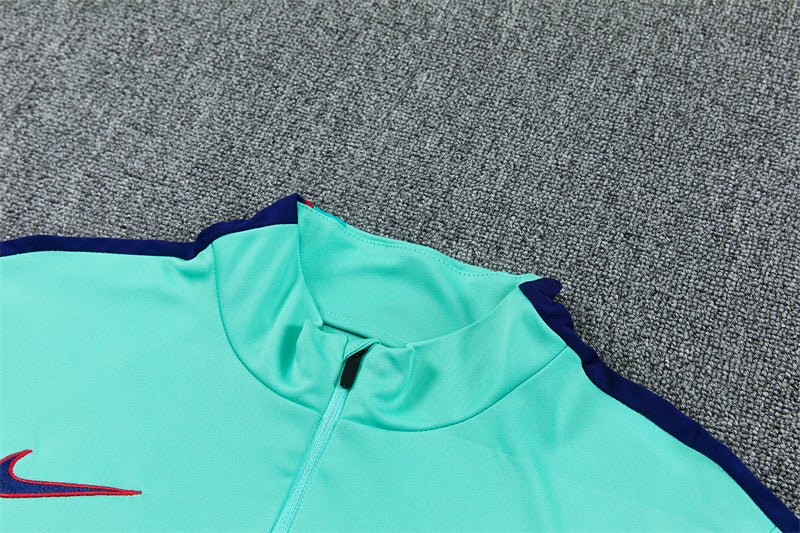 2026/2027 Barcelona Cyan Blue Half-Pull Tracksuit
