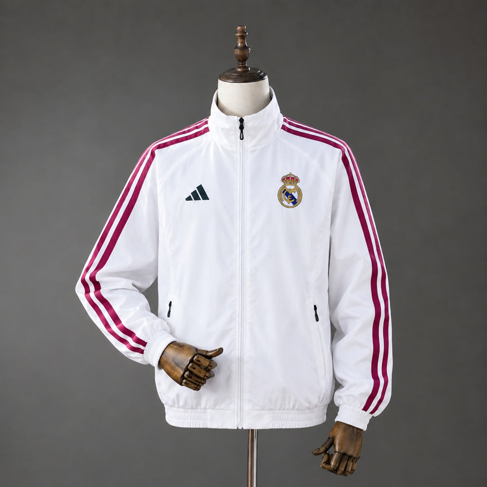 2026/2027 Real Madrid Jacket Retro White Red Windbreaker