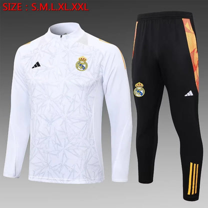 2024/2025 Real Madrid Half-Pull Tracksuit White Football Shirt 1:1 Thai Quality