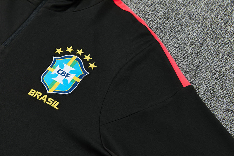 2026/2027 Brazil Black Red Half-Pull Tracksuit