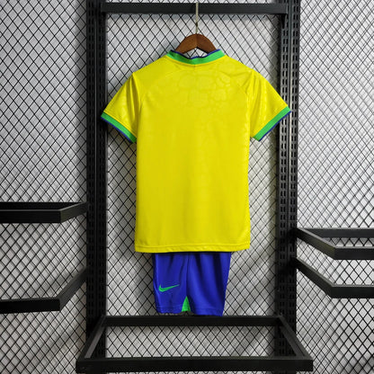2022 World Cup Brazil Kids Size Home Soccer Jersey
