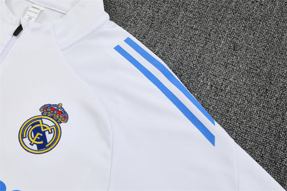 2025/2026 Real Madrid  Half-Pull White and Blue Tracksuit