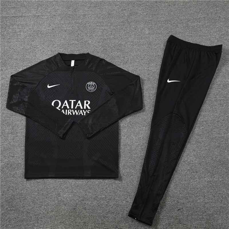 2022/2023 PSG Paris Saint-Germain Full Black Half-Pull Tracksuit