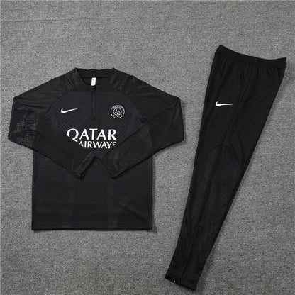 2022/2023 PSG Paris Saint-Germain Full Black Half-Pull Tracksuit