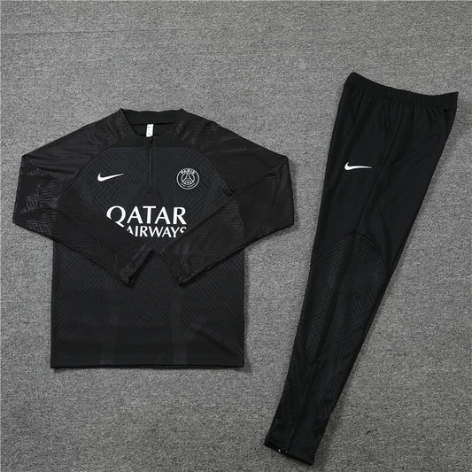 2022/2023 PSG Paris Saint-Germain Full Black Half-Pull Tracksuit