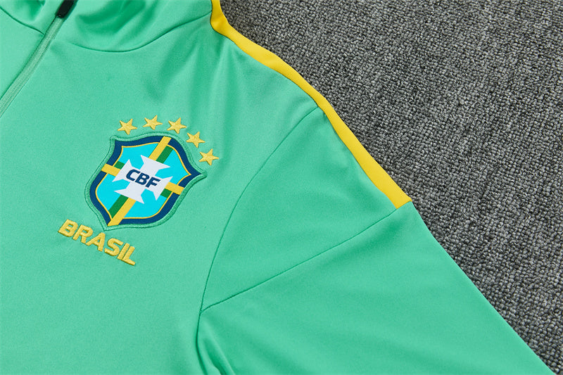 2026/2027 Brazil Green Black Half-Pull Tracksuit