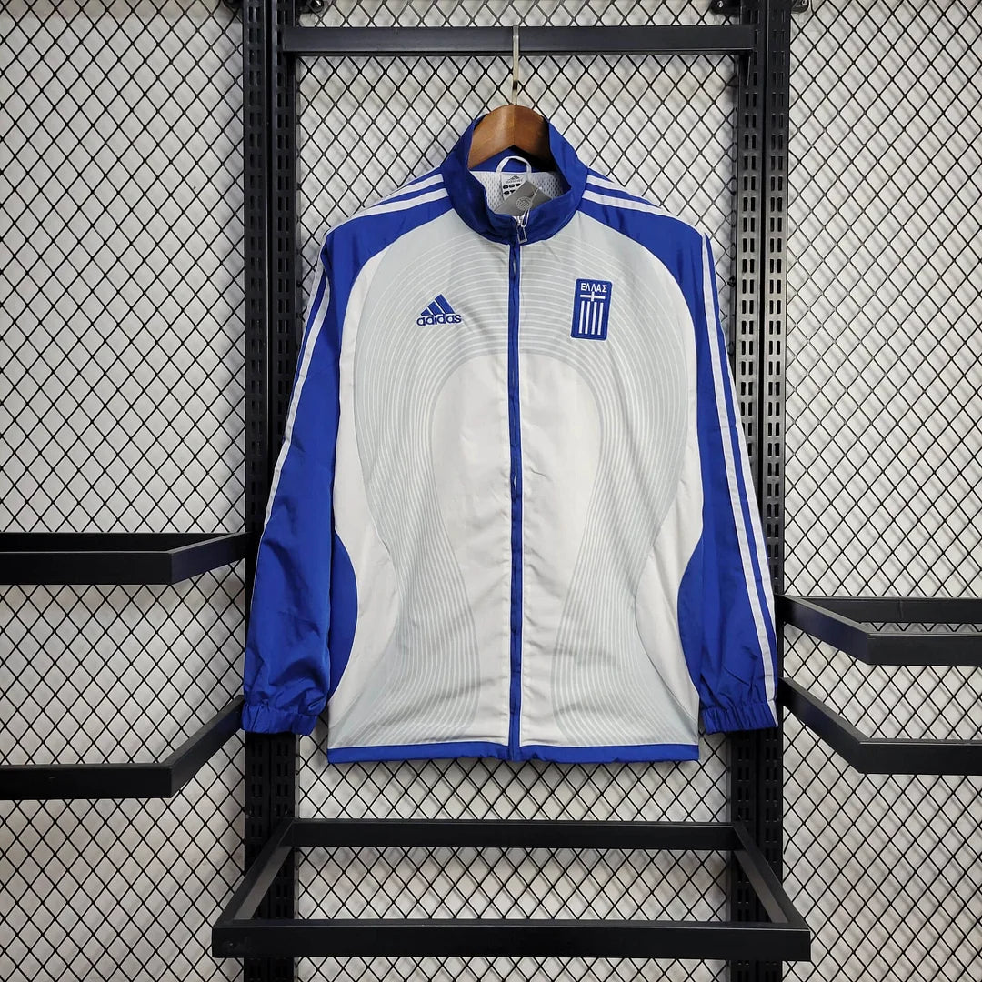 25/26 Greece Jacket White and Blue Windbreaker