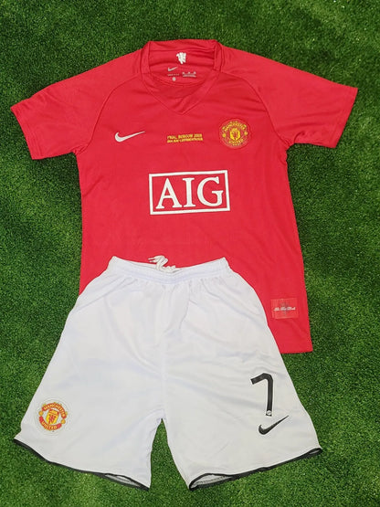 2007/2008 Retro Kids Size Manchester United Home Football Shirt 1:1 Thai Quality