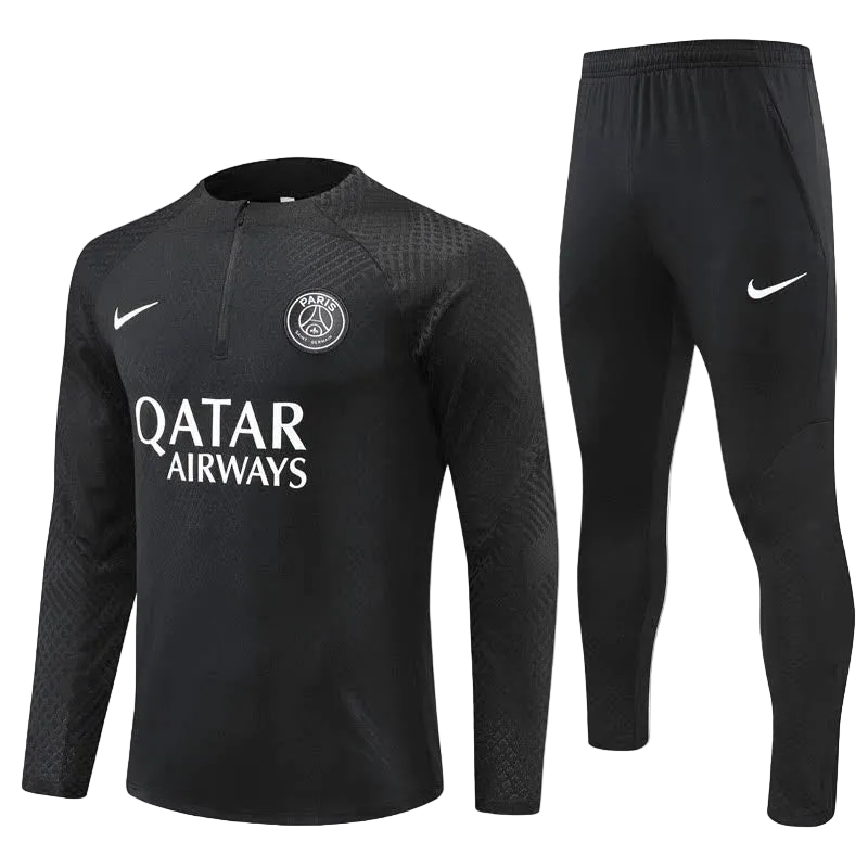 2022/2023 PSG Paris Saint-Germain Full Black Half-Pull Tracksuit